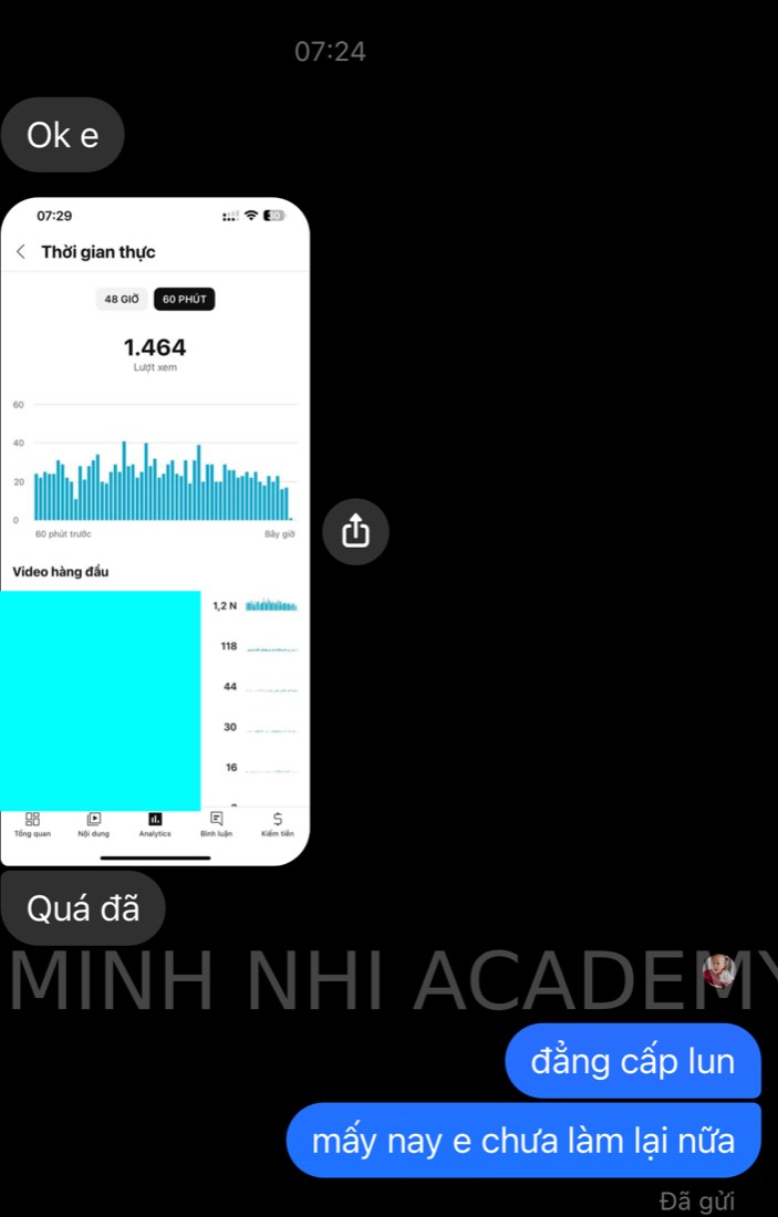 Tin nhắn & kết quả học viên khoá FYP gửi về Minh Nhi Academy