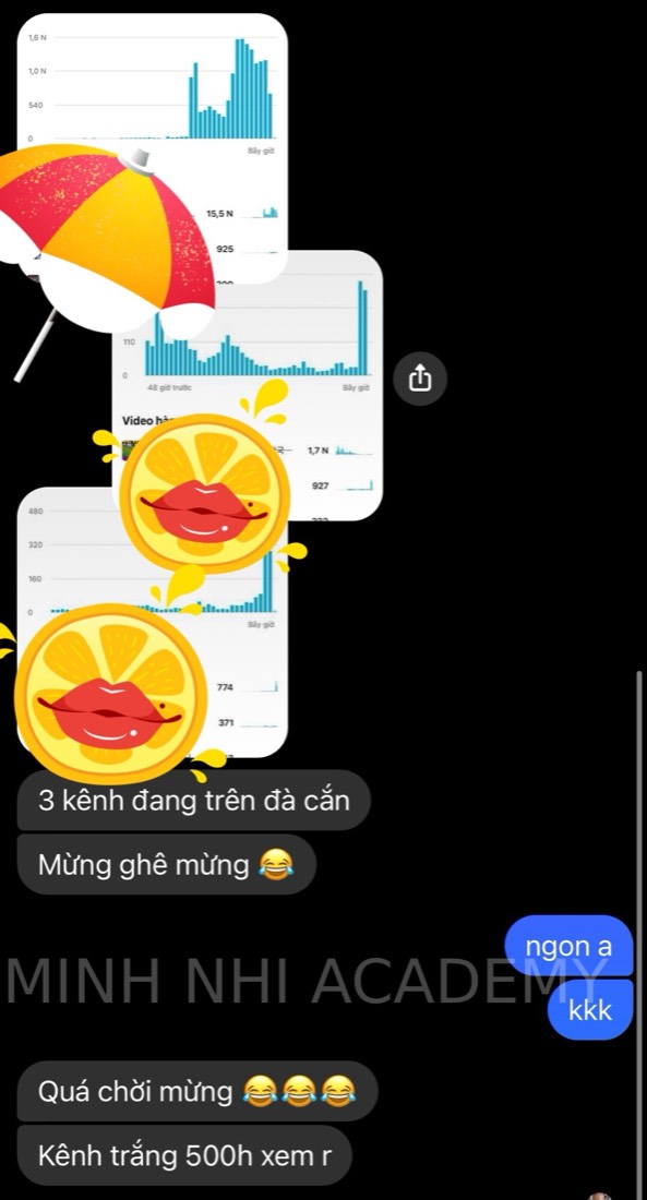 Tin nhắn & kết quả học viên khoá FYP gửi về Minh Nhi Academy
