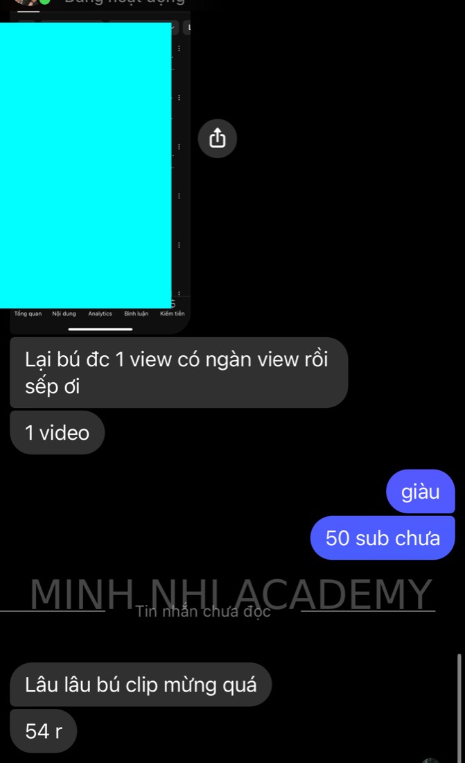 Tin nhắn & kết quả học viên khoá FYP gửi về Minh Nhi Academy