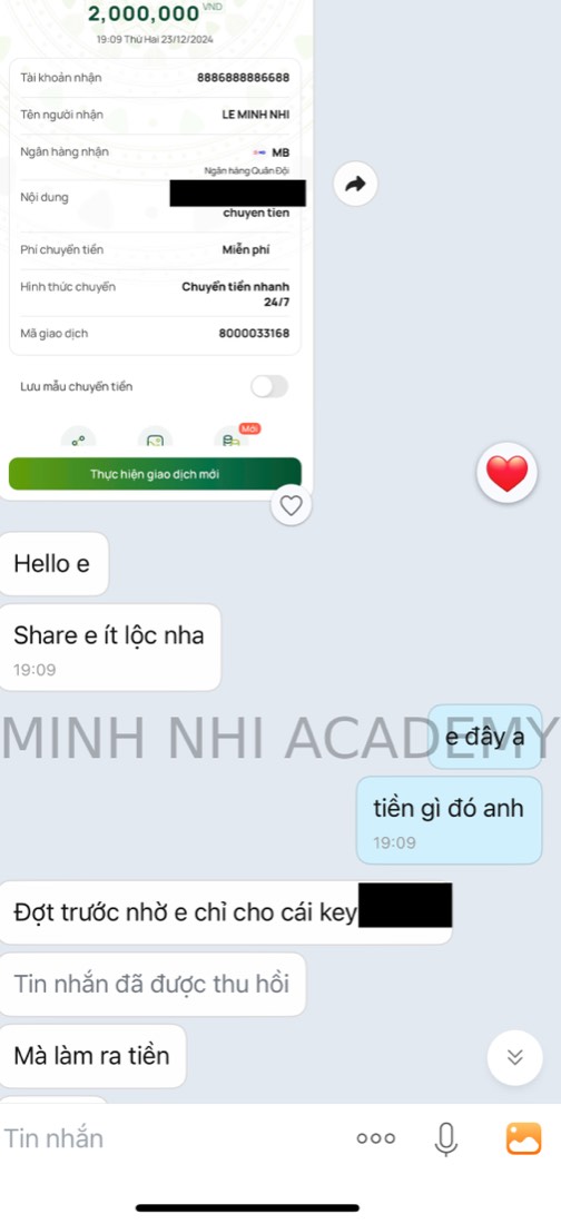 Tin nhắn & kết quả học viên khoá FYP gửi về Minh Nhi Academy