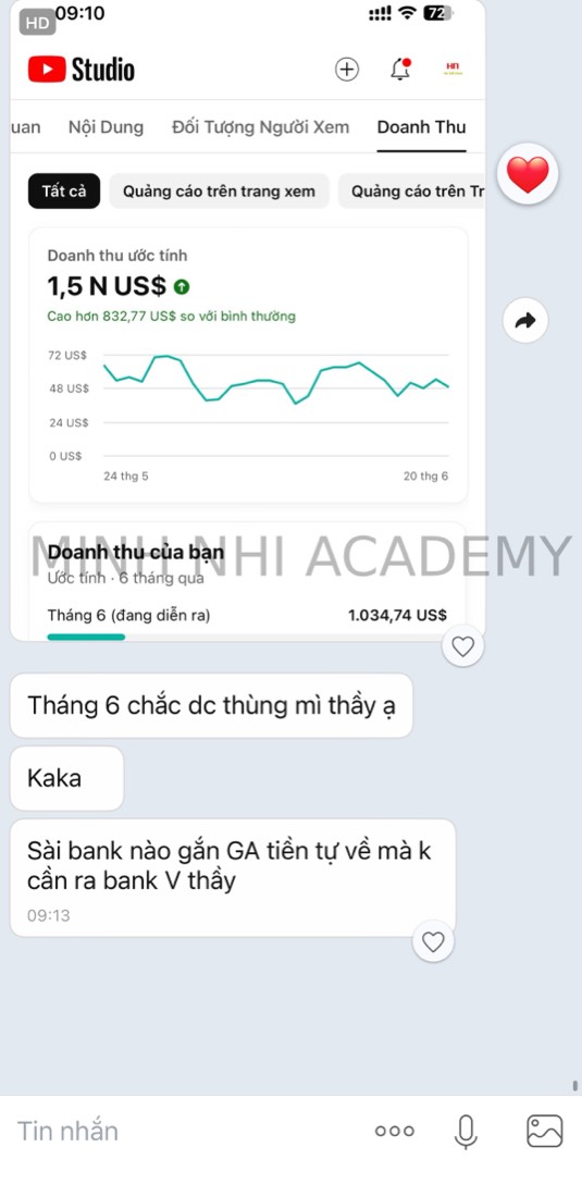 Tin nhắn & kết quả học viên khoá FYP gửi về Minh Nhi Academy