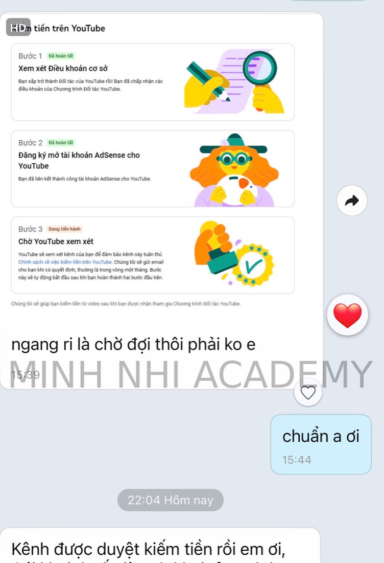 Kết quả & feedback học viên khoá FYP gửi về Minh Nhi Academy